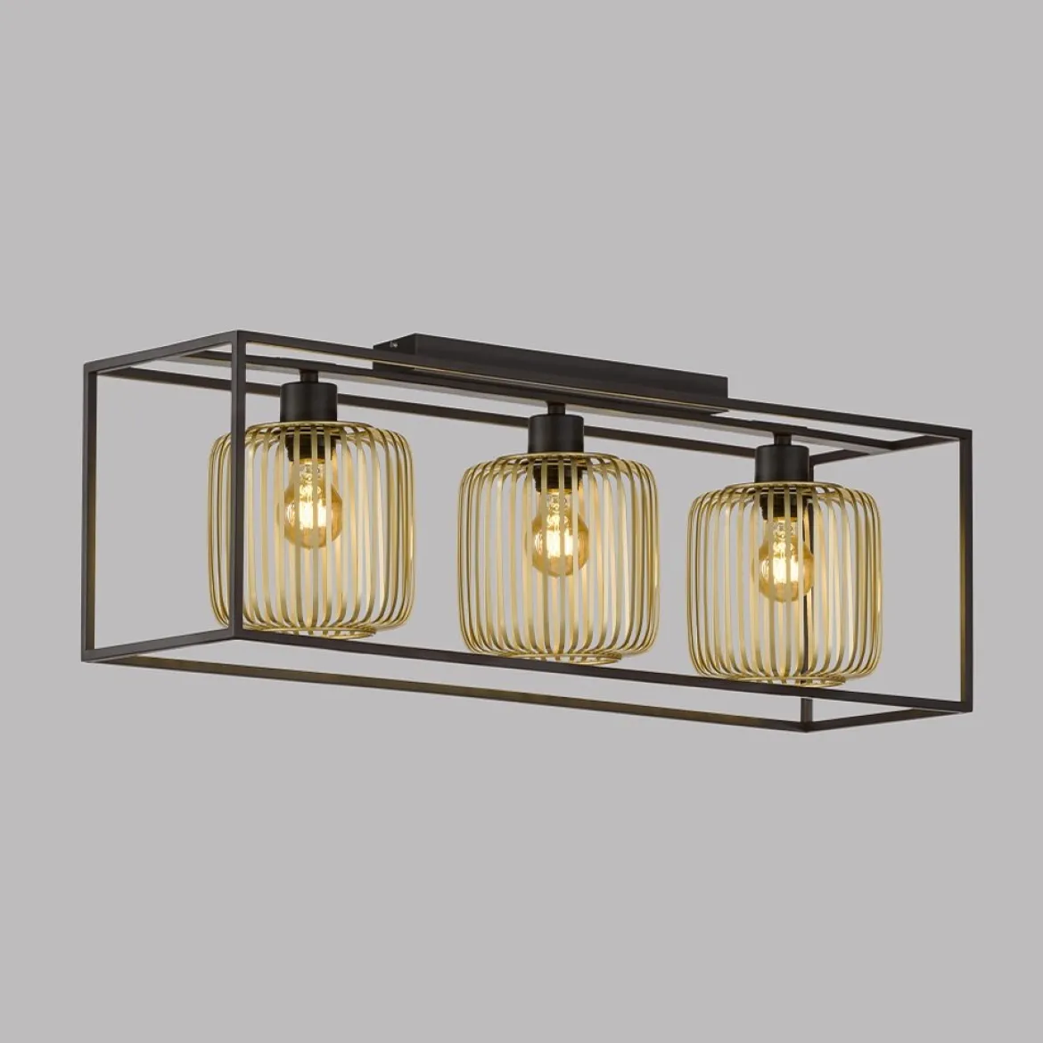 Fischer & Honsel 21357 Deckenleuchte Caydo 3-flammig schwarz goldfarben E27