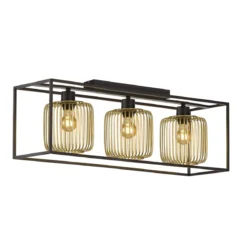 Fischer & Honsel 21357 Deckenleuchte Caydo 3-flammig schwarz goldfarben E27