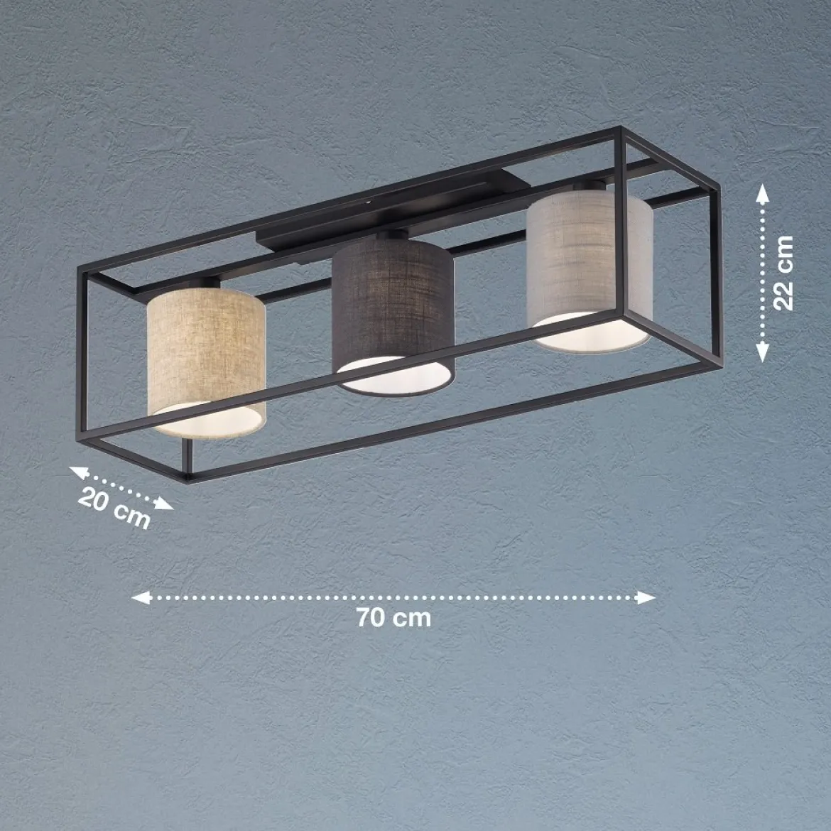 Fischer & Honsel 21358 Deckenleuchte Isko sandschwarz mehrfarbige Stoffschirme