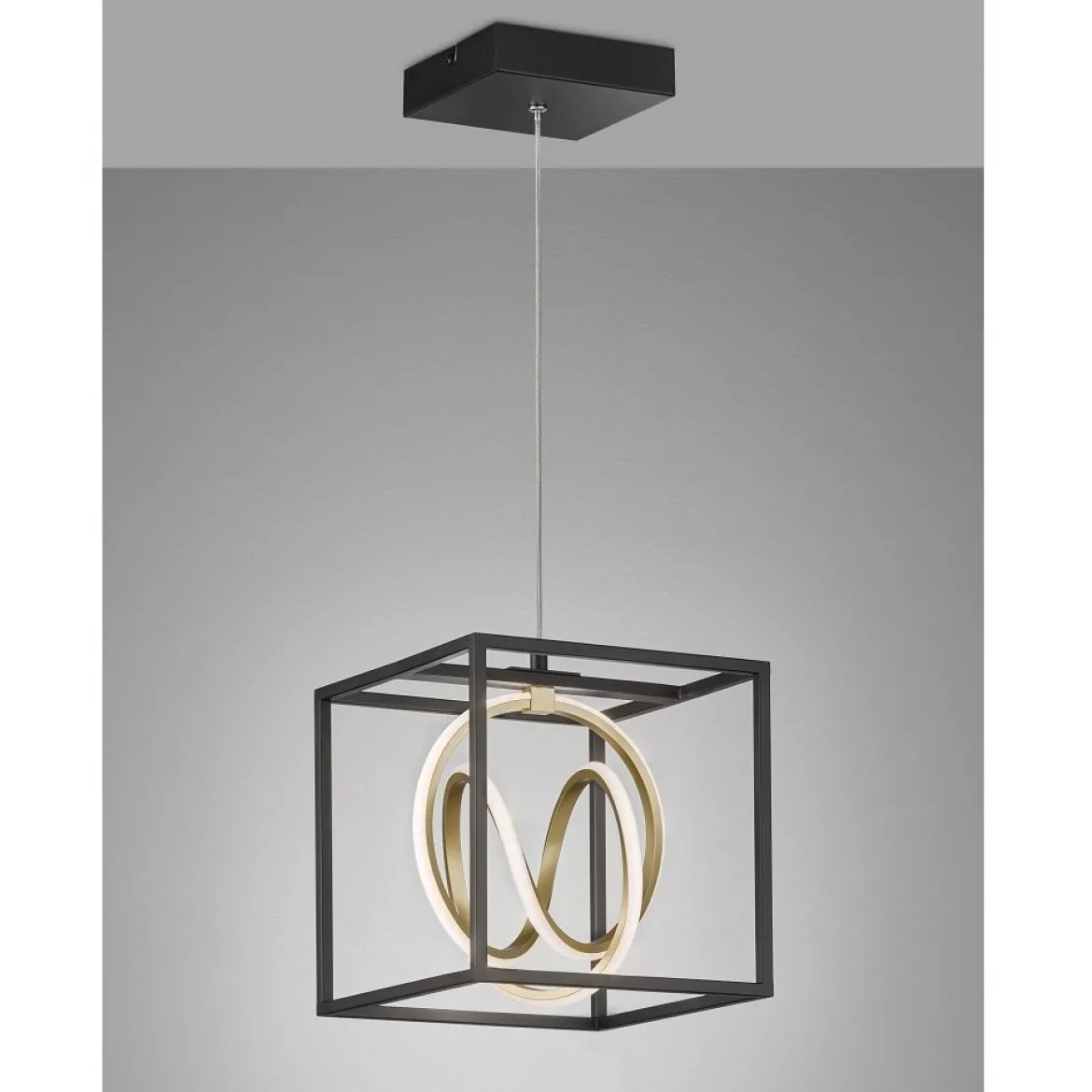 Fischer & Honsel 60913 LED Pendelleuchte Gisi schwarz matt gold tunable white