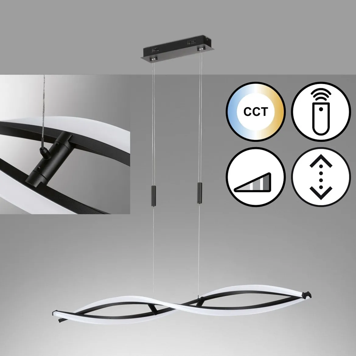 Fischer & Honsel 60978 LED Pendelleuchte Torcido sandschwarz CCT