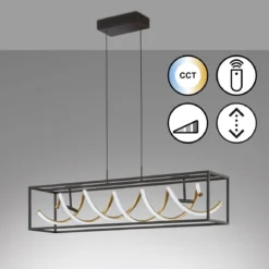 Fischer & Honsel 61046 LED Pendelleuchte Gian sandschwarz blattgoldfarben CCT