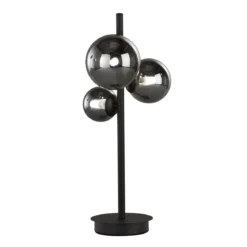 Fischer & Honsel 50665 LED Tischleuchte Bala 3-flammig sandschwarz Rauchglas