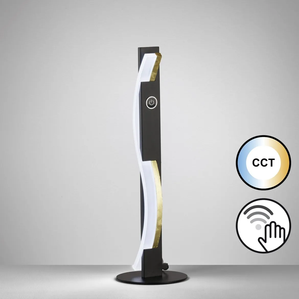 Fischer & Honsel 50702 LED Tischleuchte Bridge sandschwarz goldfarben CCT steuerbar