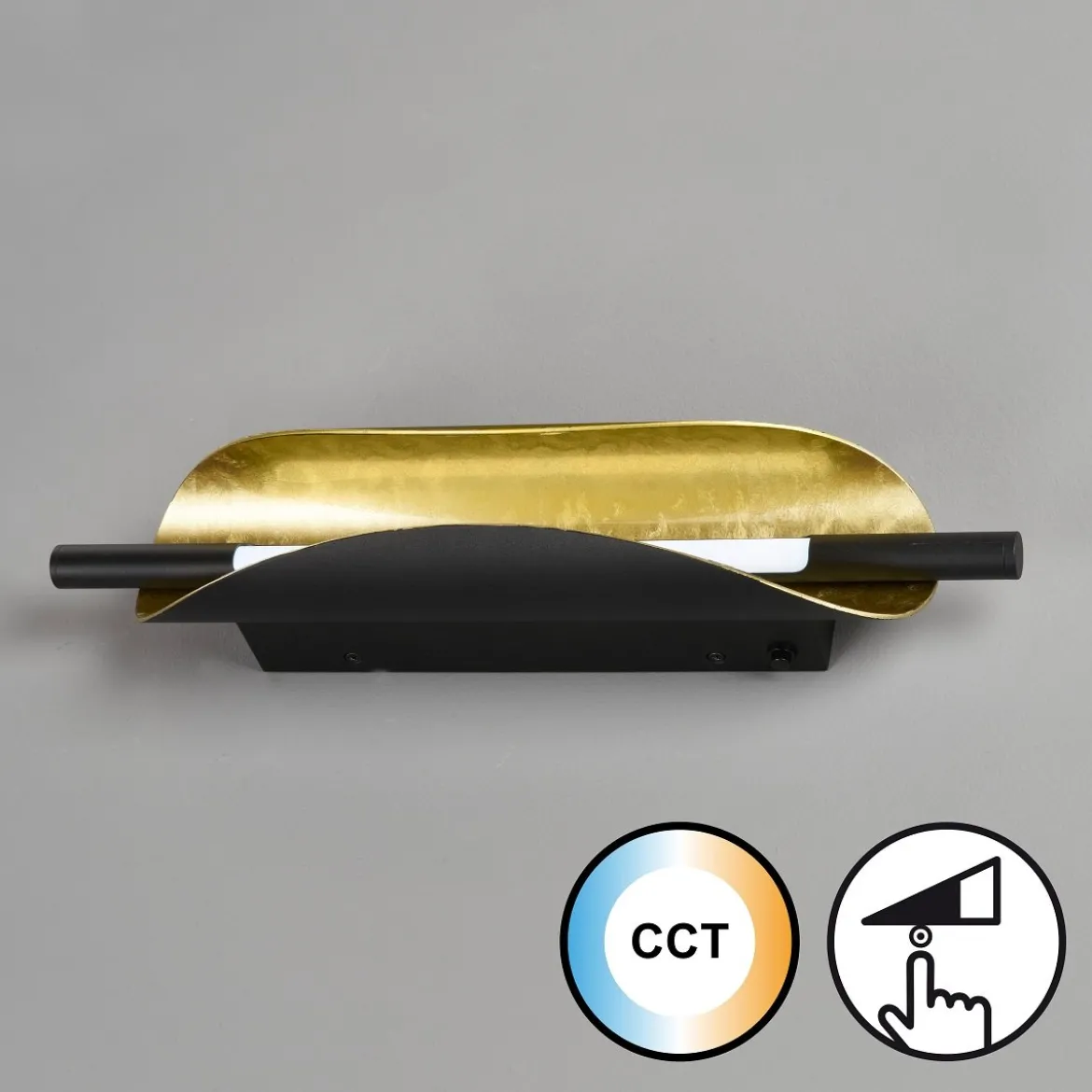 Fischer & Honsel 30507 LED Wandleuchte Skal sandschwarz blattgoldfarben CCT dimmbar