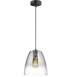 Fischer & Honsel 60840 Pendelleuchte Miro schwarz Glas rauchfarben klar 20cm