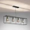 Fischer & Honsel 60894 Pendelleuchte Samu 4-flammig sandschwarz Glas rauchfarben zu klar