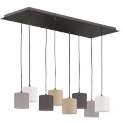 Fischer & Honsel 60956 Pendelleuchte Isko 8-flammig sandschwarz Stoffschirme
