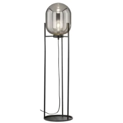 Fischer & Honsel 40424 Stehleuchte Regi schwarz matt Glas rauchfarben 110cm