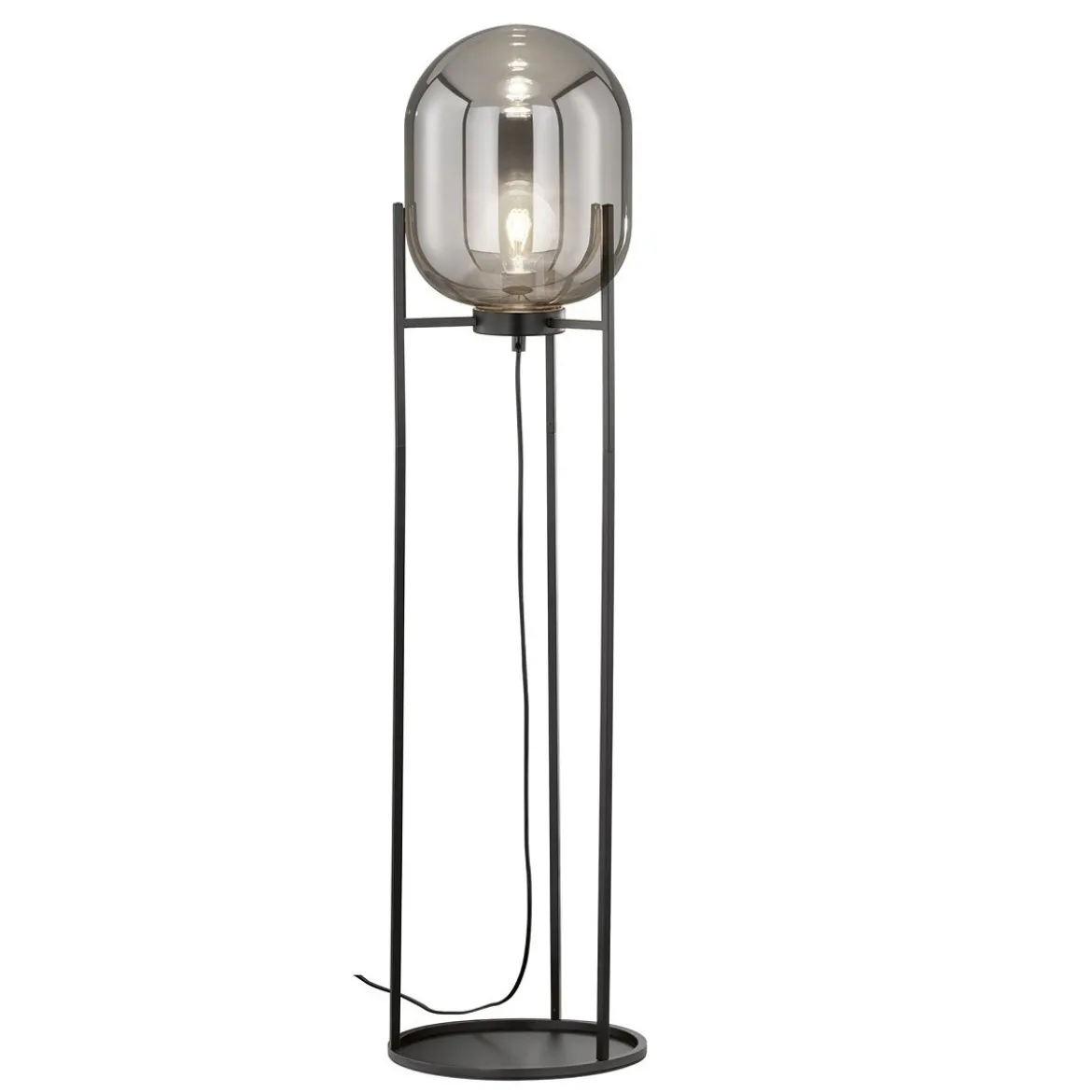 Fischer & Honsel 40424 Stehleuchte Regi schwarz matt Glas rauchfarben 110cm
