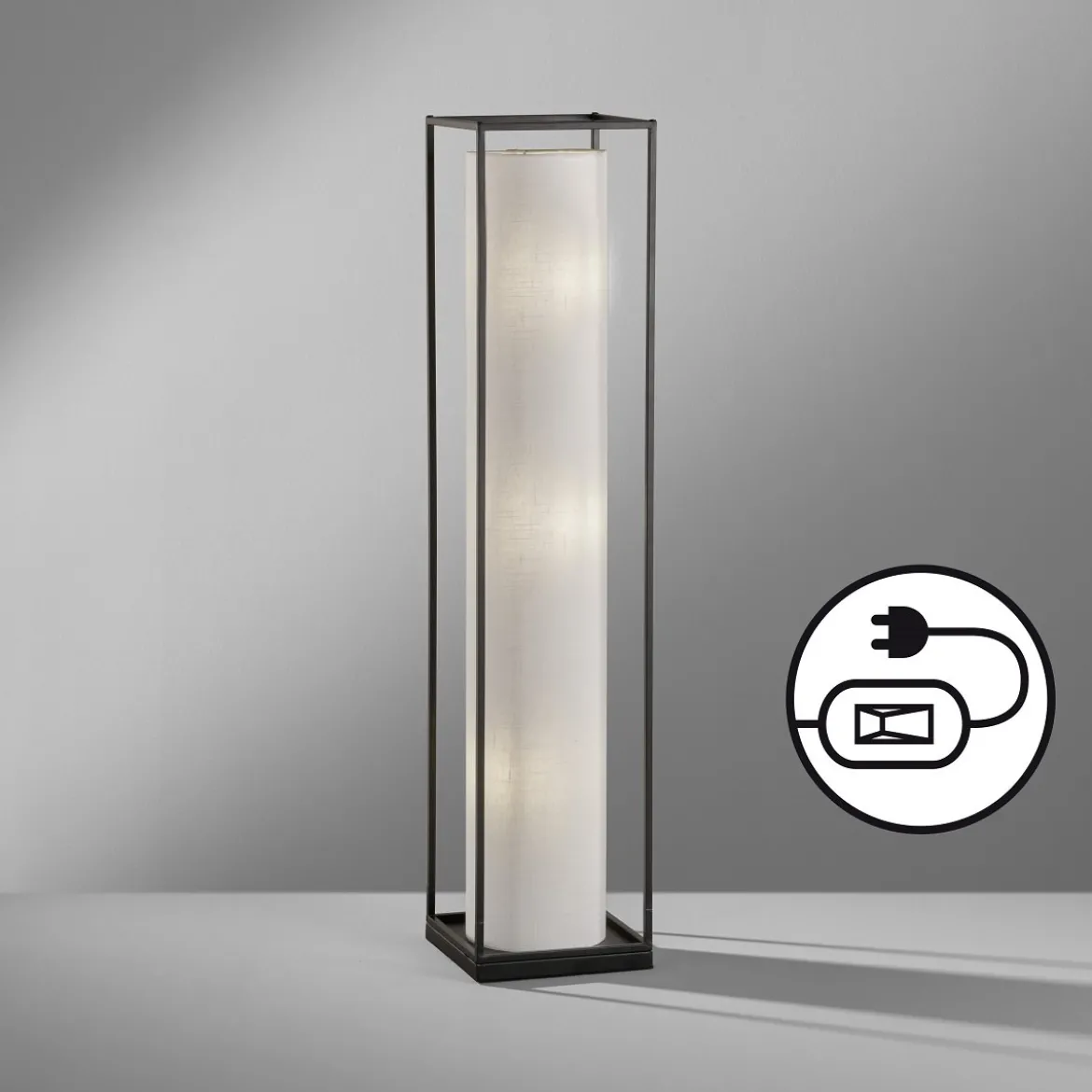 Fischer & Honsel 40456 Stehleuchte Thor 3-flammig sandschwarz Leine weiß E14