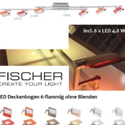 Fischer m6 LED 7 No. 13436 Deckenbogen ohne Glas 6-flammig aluminium