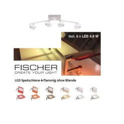 Fischer m6 LED 7 No. 16554 LED Deckenbogen ohne Glas 4-flammig aluminiumfarben dimmbar