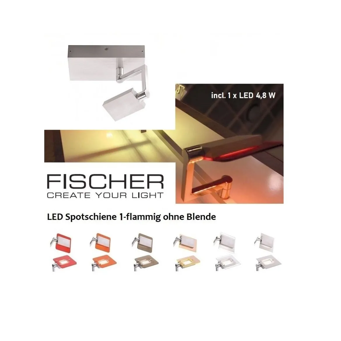 Fischer m6 LED 7 No. 54391 Wandspot ohne Glas 1-flammig aluminium