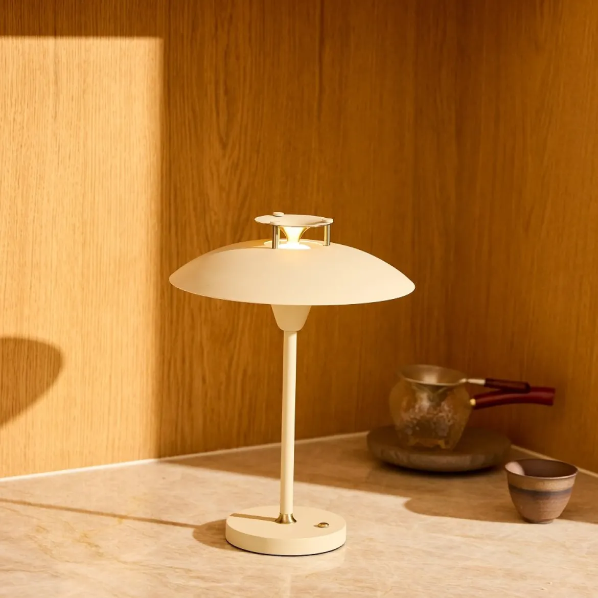 Halo Design 746057 LED Akku Tischleuchte Stepp 1-2-3 Cream dimmbar IP54