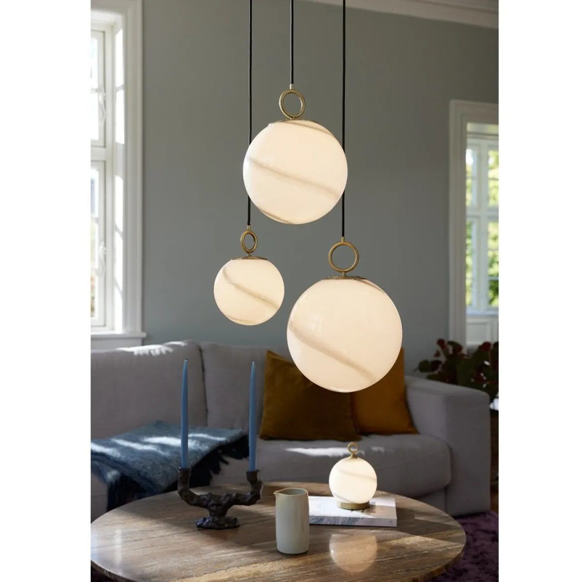Halo Design 745692 LED Akku Tischleuchte Stockholm marmor grau