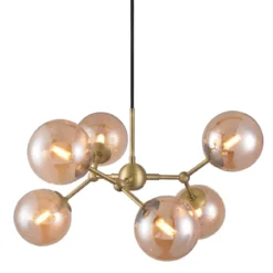 Halo Design No. 738830 LED Pendelleuchte ATOM by E. Patton Amber Messing 57cm