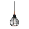Halo Design No. 990891 LED Pendelleuchte DROPS, schwarz matt-Holz Ø 17