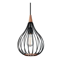 Halo Design No. 990907 LED Pendelleuchte DROPS, schwarz matt-Holz Ø 23
