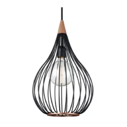 Halo Design No. 990914 LED Pendelleuchte DROPS, schwarz matt-Holz Ø 30