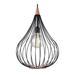 Halo Design No. 990921 LED Pendelleuchte DROPS, schwarz matt-Holz Ø 38