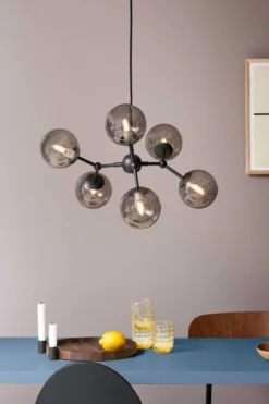 Halo Design No. 738823 LED Pendelleuchte ATOM by E. Patton Schwarz Rauchglas Ø57