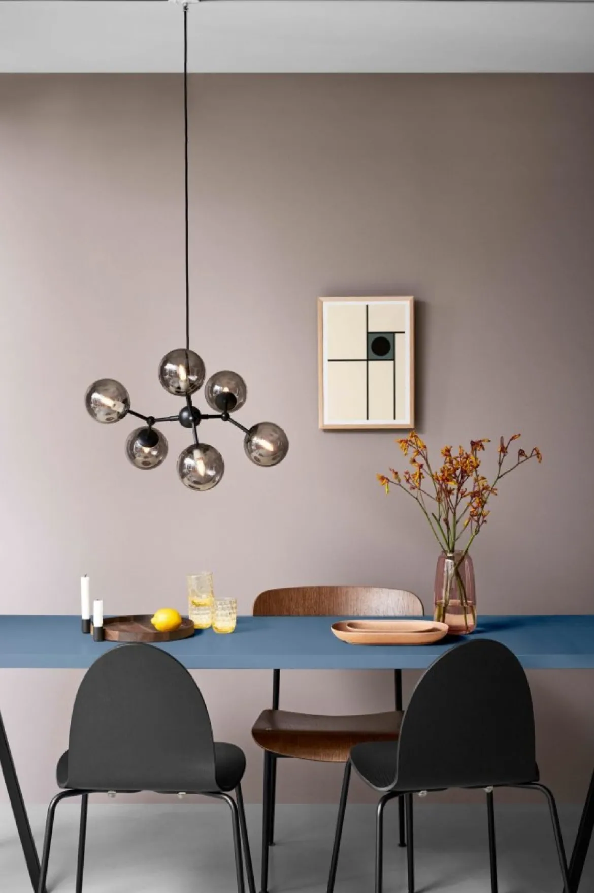 Halo Design No. 738823 LED Pendelleuchte ATOM by E. Patton Schwarz Rauchglas Ø57