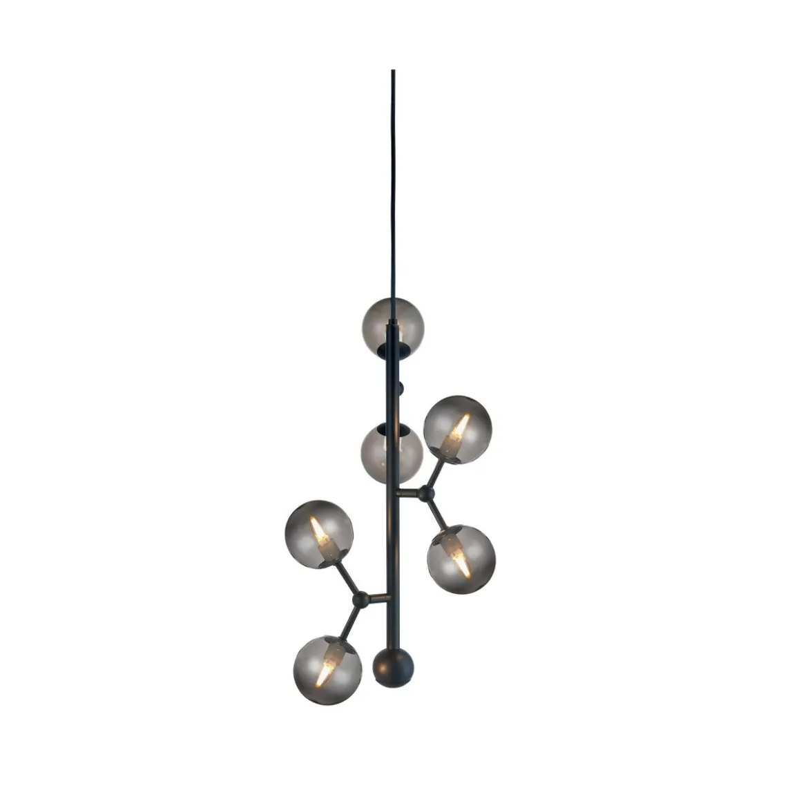 Halo Design No. 738854 LED Pendelleuchte ATOM vertical by E. Patton Schwarz Rauchglas