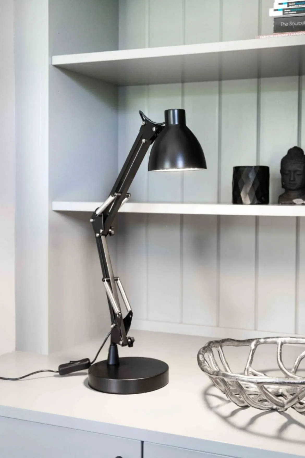 Halo Design No. 716173 Tischleuchte Bronx Schwarz Chrom 55cm