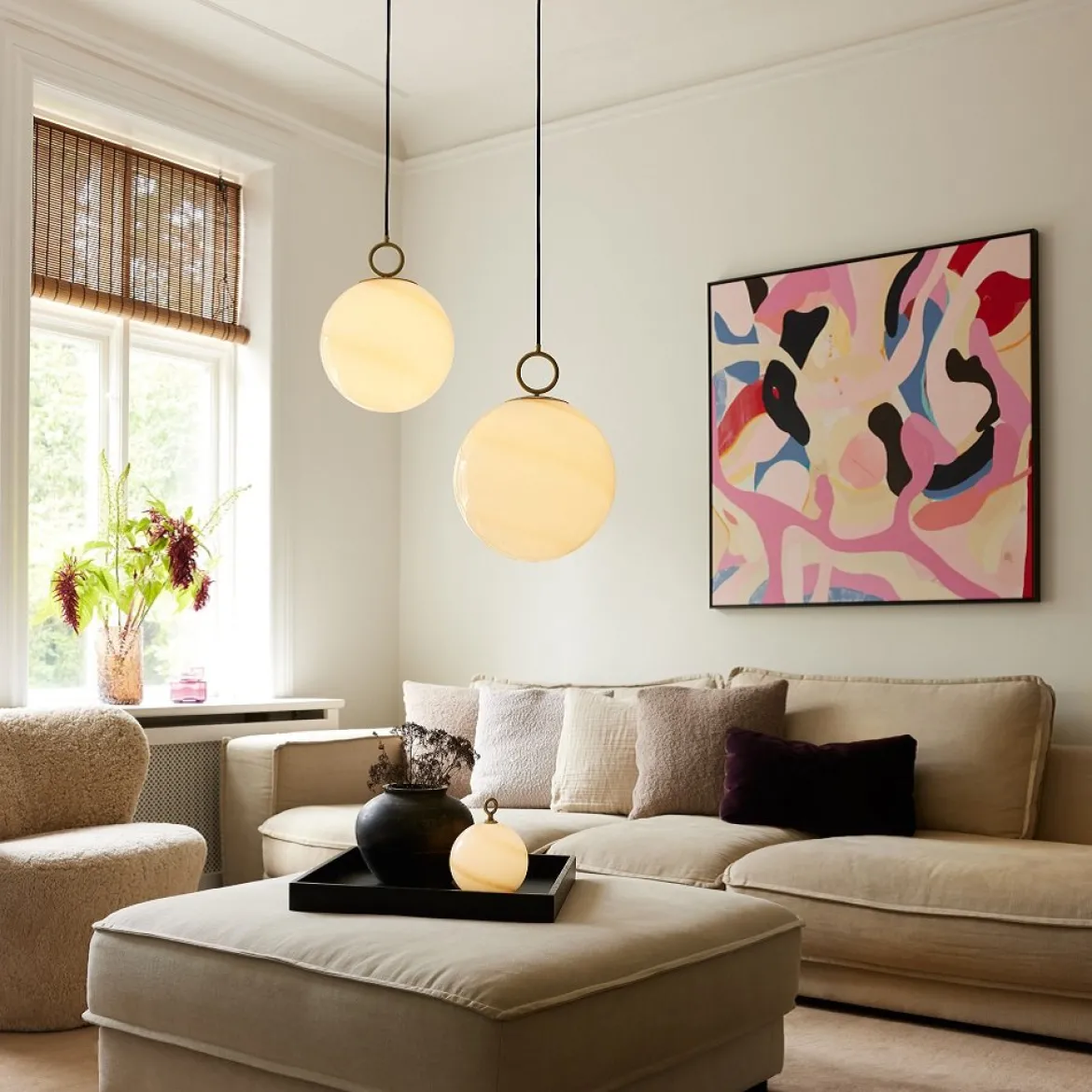 Halo Design 745654 Pendelleuchte Stockholm 30cm Glas marmor braun