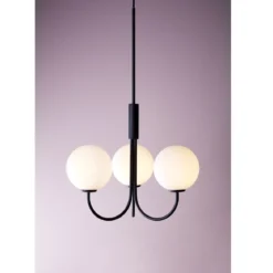 Herstal Ballon Pendelleuchte schwarz Glas opal G9