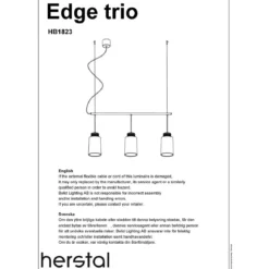 Herstal Leuchten Pendelleuchte Edge Trio Schwarz Bronze E27