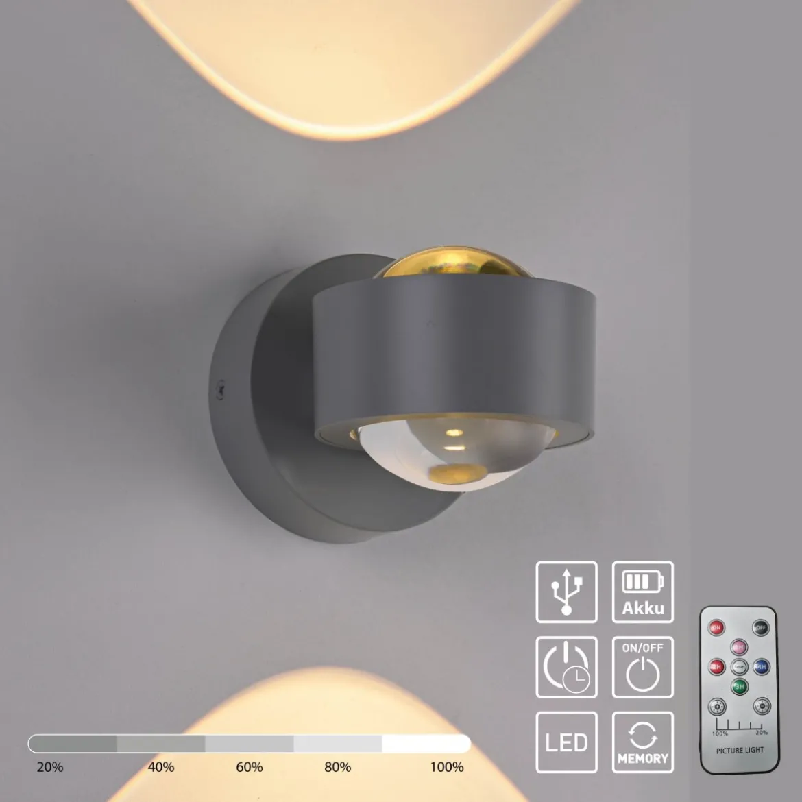 JUST LIGHT 19330-21 AKKU-CHIA AKKU-Wandleuchte silber 3000K