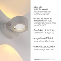 JUST LIGHT 19330-39 AKKU-CHIA AKKU-Wandleuchte Sandbrise 3000K