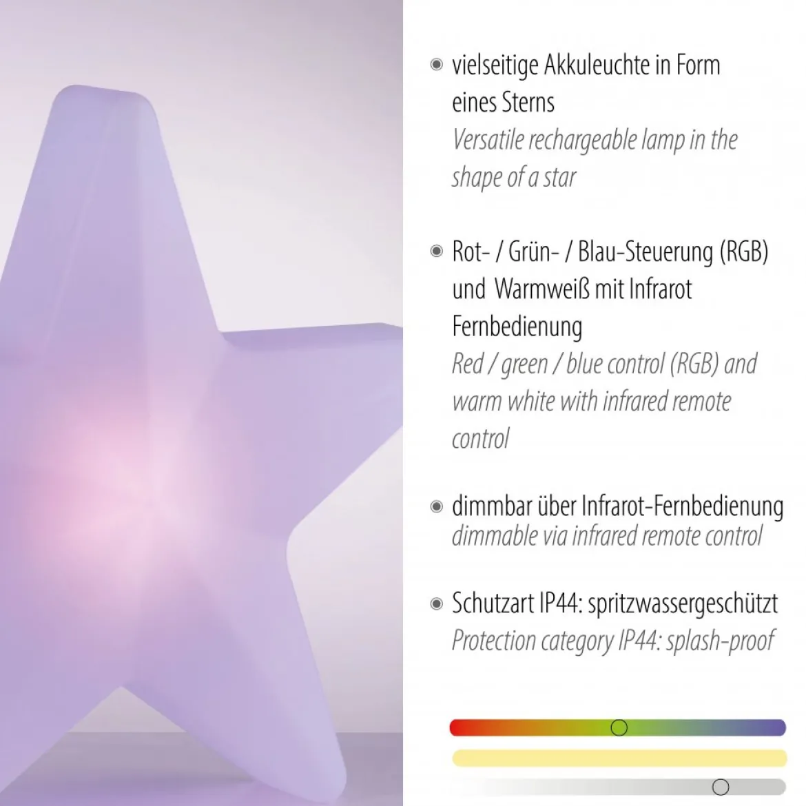 JUST LIGHT 19291-16 AKKU STAR AKKU-Leuchte weiss RGBW-Farbwechsel