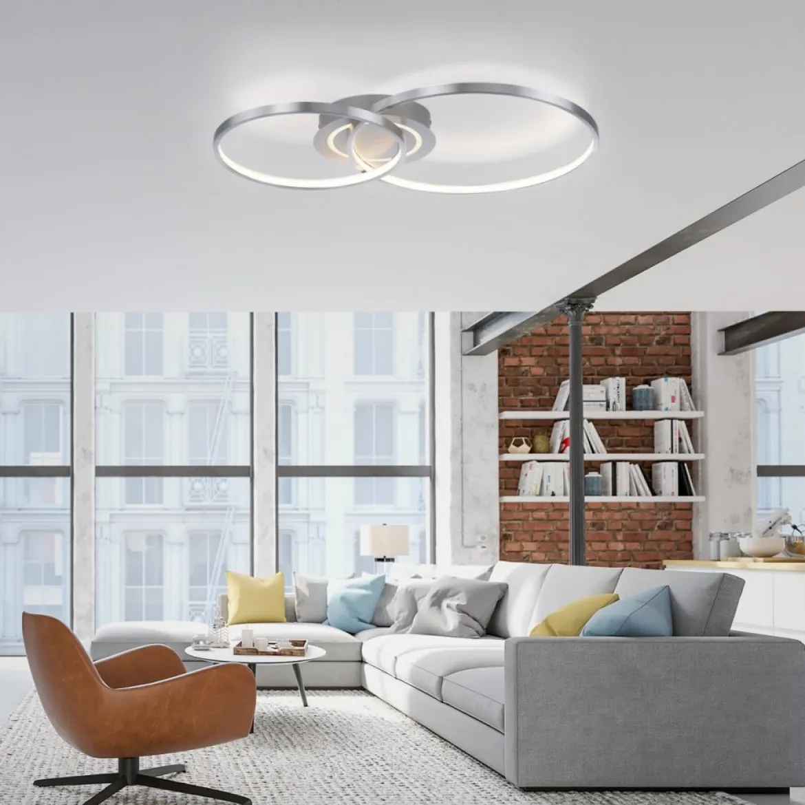 JUST LIGHT 14540-95 ASMINA LED Deckenleuchte 2-flammig aluminium 3000K