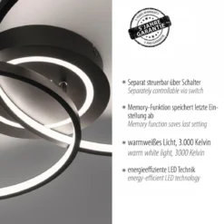 JUST LIGHT 14540-95 ASMINA LED Deckenleuchte 2-flammig aluminium 3000K