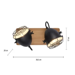 JUST LIGHT 15172-18 BEETLE Wandleuchte 2-flammig schwarz Holz