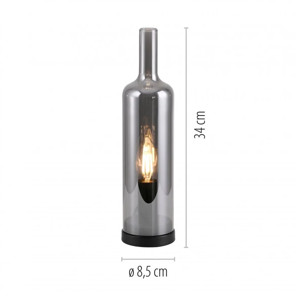 JUST LIGHT 14006-25 BOTTLE Tischleuchte rauchfarben Rauchglas