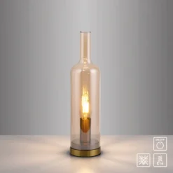 JUST LIGHT 14006-27 BOTTLE Tischleuchte amberglas