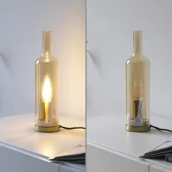 JUST LIGHT 14006-27 BOTTLE Tischleuchte amberglas