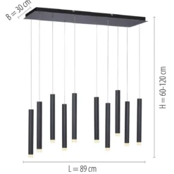 JUST LIGHT 15206-18 BRUNO LED Pendelleuchte 10-flammig schwarz 3000K