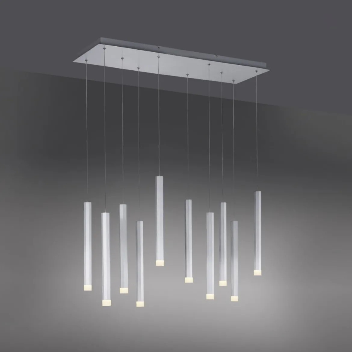 JUST LIGHT 15206-95 BRUNO LED Pendelleuchte 10-flammig alu silber 3000K