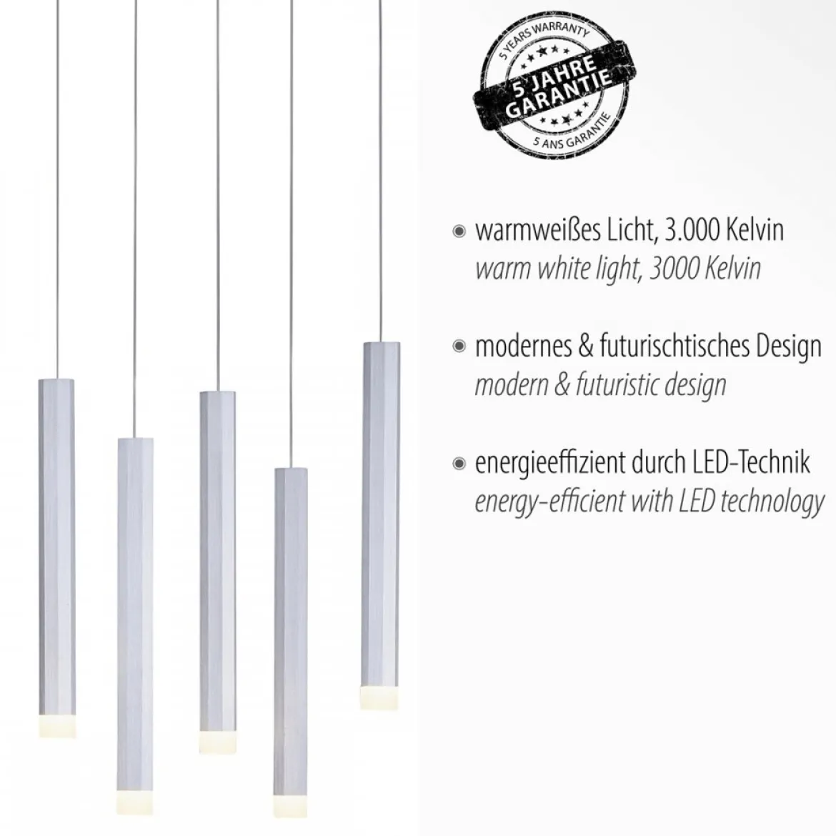 JUST LIGHT 15206-95 BRUNO LED Pendelleuchte 10-flammig alu silber 3000K