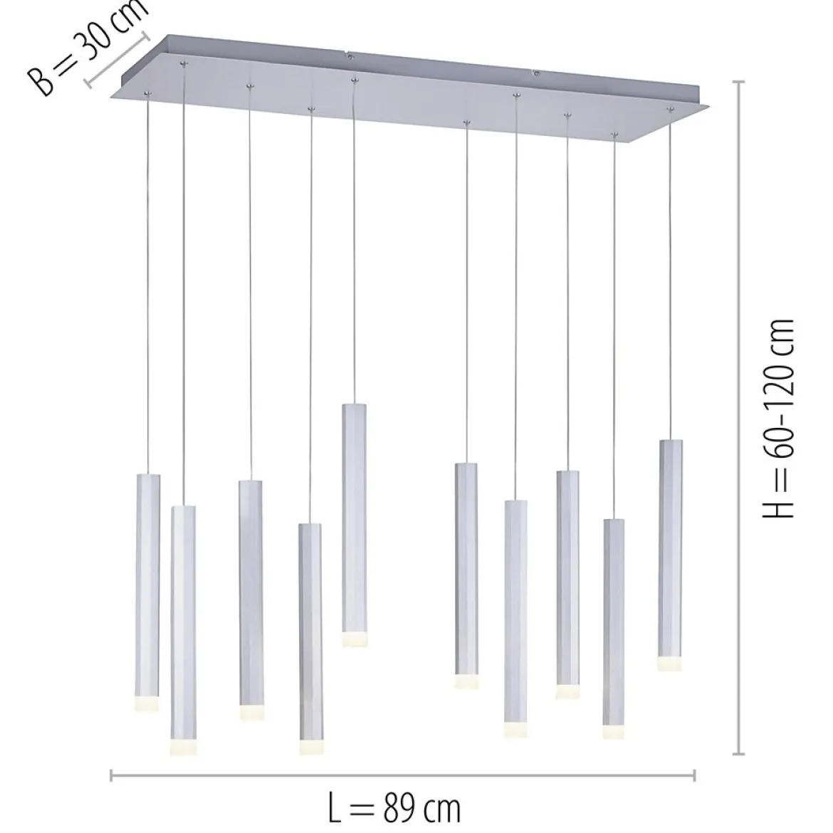 JUST LIGHT 15206-95 BRUNO LED Pendelleuchte 10-flammig alu silber 3000K
