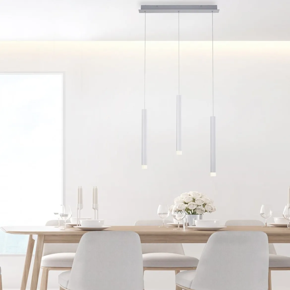 JUST LIGHT 15203-95 BRUNO LED Pendelleuchte 3-flammig aluminium 3000K