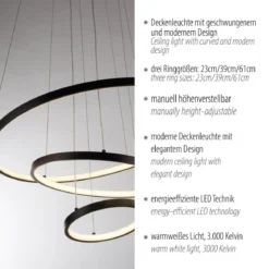 JUST LIGHT 15070-18 CERCHI Pendelleuchte schwarz 3000K