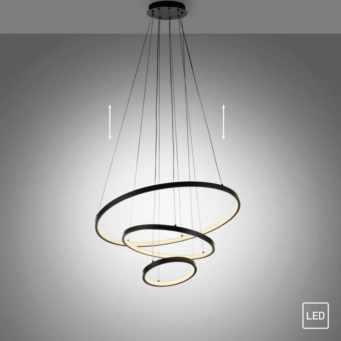 JUST LIGHT 15070-18 CERCHI Pendelleuchte schwarz 3000K