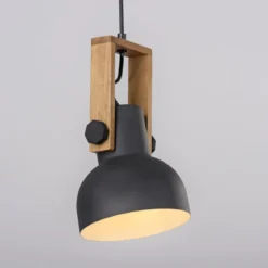 JUST LIGHT 15741-18 CUP 2.0 Pendelleuchte schwarz Holz E27