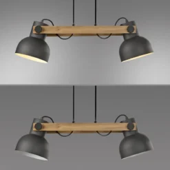 JUST LIGHT 15742-18 CUP 2.0 Pendelleuchte 2-flammig schwarz Holz E27